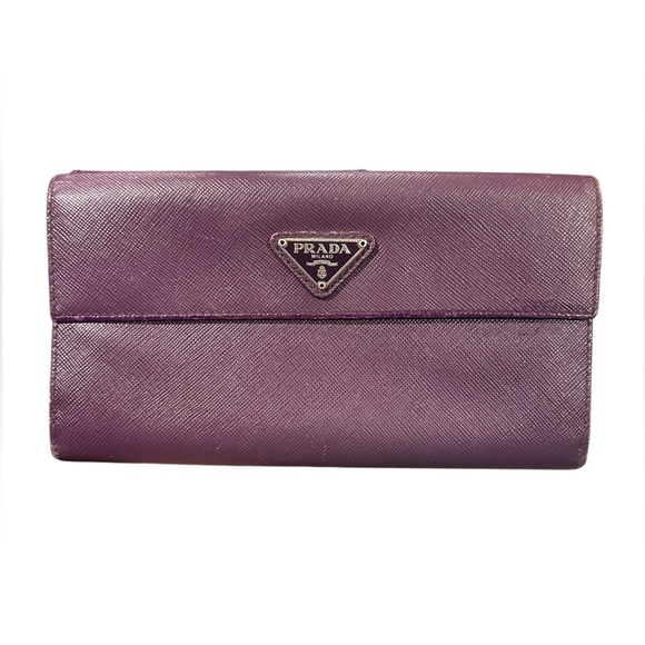 Prada Purple Saffiano Vintage Leather Wallet - Picture 2 of 11